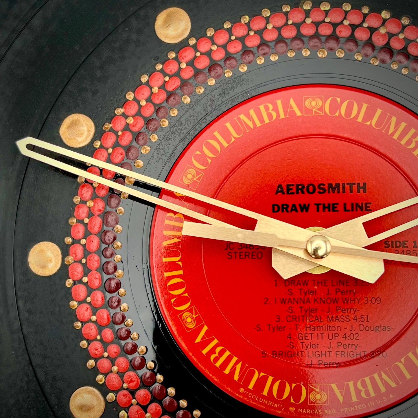Aerosmith "Draw the Line" Vintage Vinyl Record Clock: 1977 First Pressing