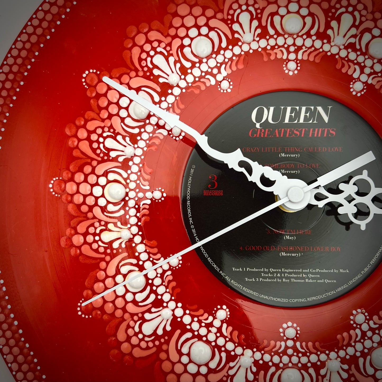 Queen, "Greatest Hits" Vintage Vinyl Record Clock: Orange Pressing