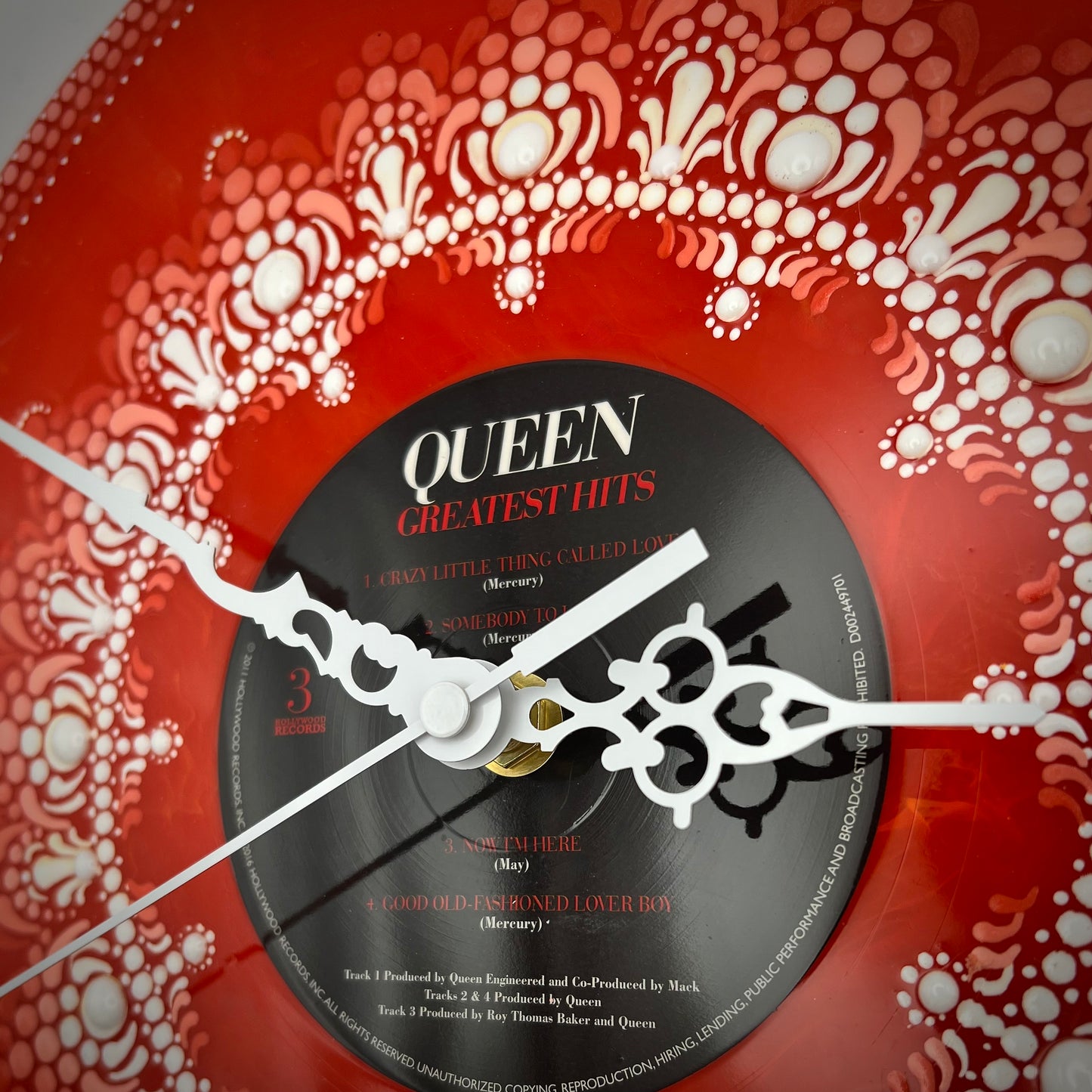 Queen, "Greatest Hits" Vintage Vinyl Record Clock: Orange Pressing