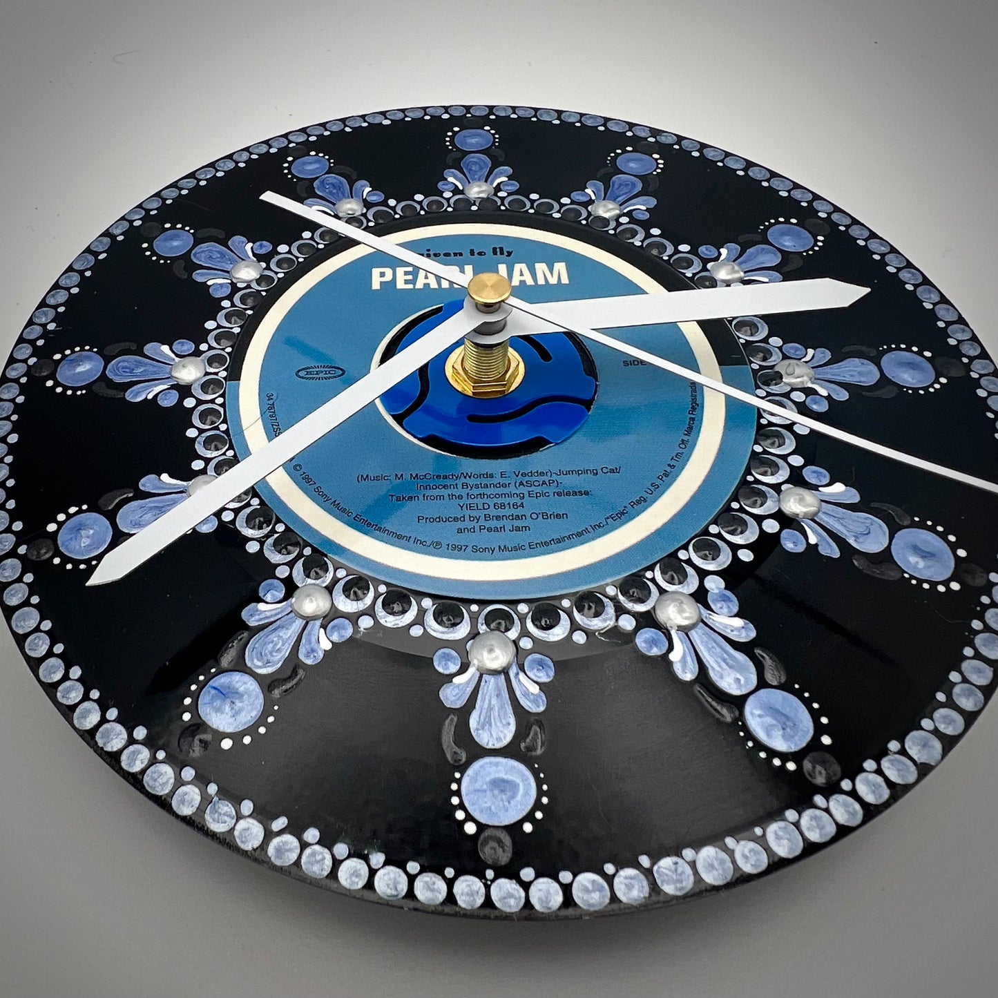 Pearl Jam "Given to Fly" Blue Vintage 45 Record Clock