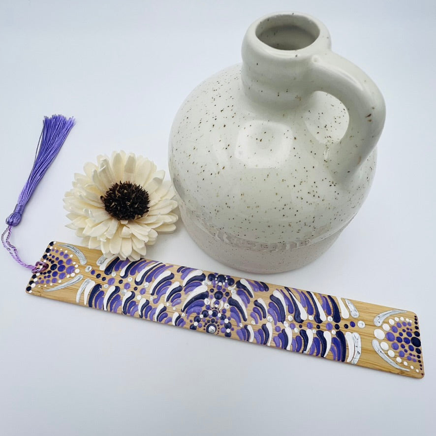 Plum Purple Mandala Bamboo Bookmark #3