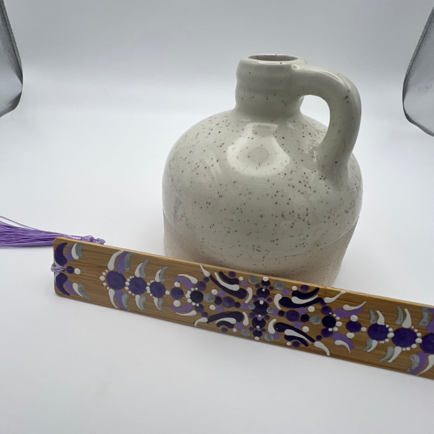 Plum Purple Mandala Bamboo Bookmark #2