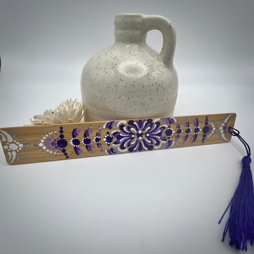 Plum Purple Mandala Bamboo Bookmark #5