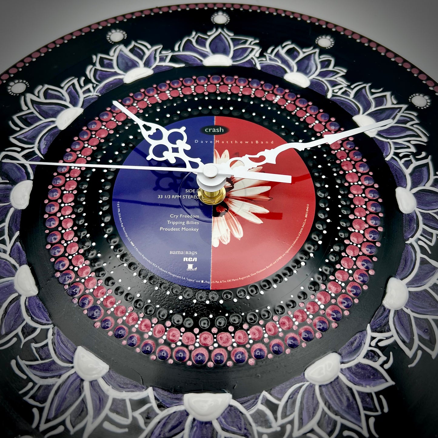 Dave Matthews Band "Crash" 20th Anniversary Ed., 12 inch Flower Vinyl Mandala Clock