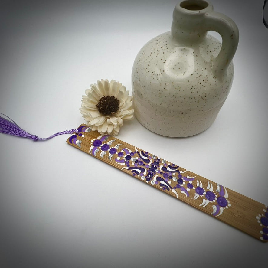 Plum Purple Mandala Bamboo Bookmark #2