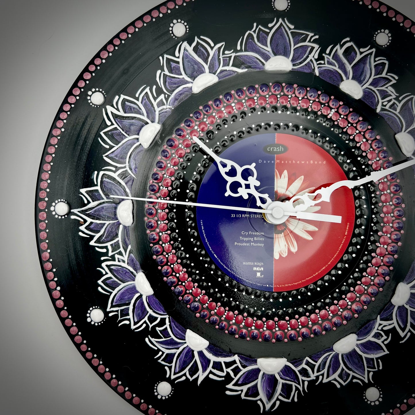 Dave Matthews Band "Crash" 20th Anniversary Ed., 12 inch Flower Vinyl Mandala Clock