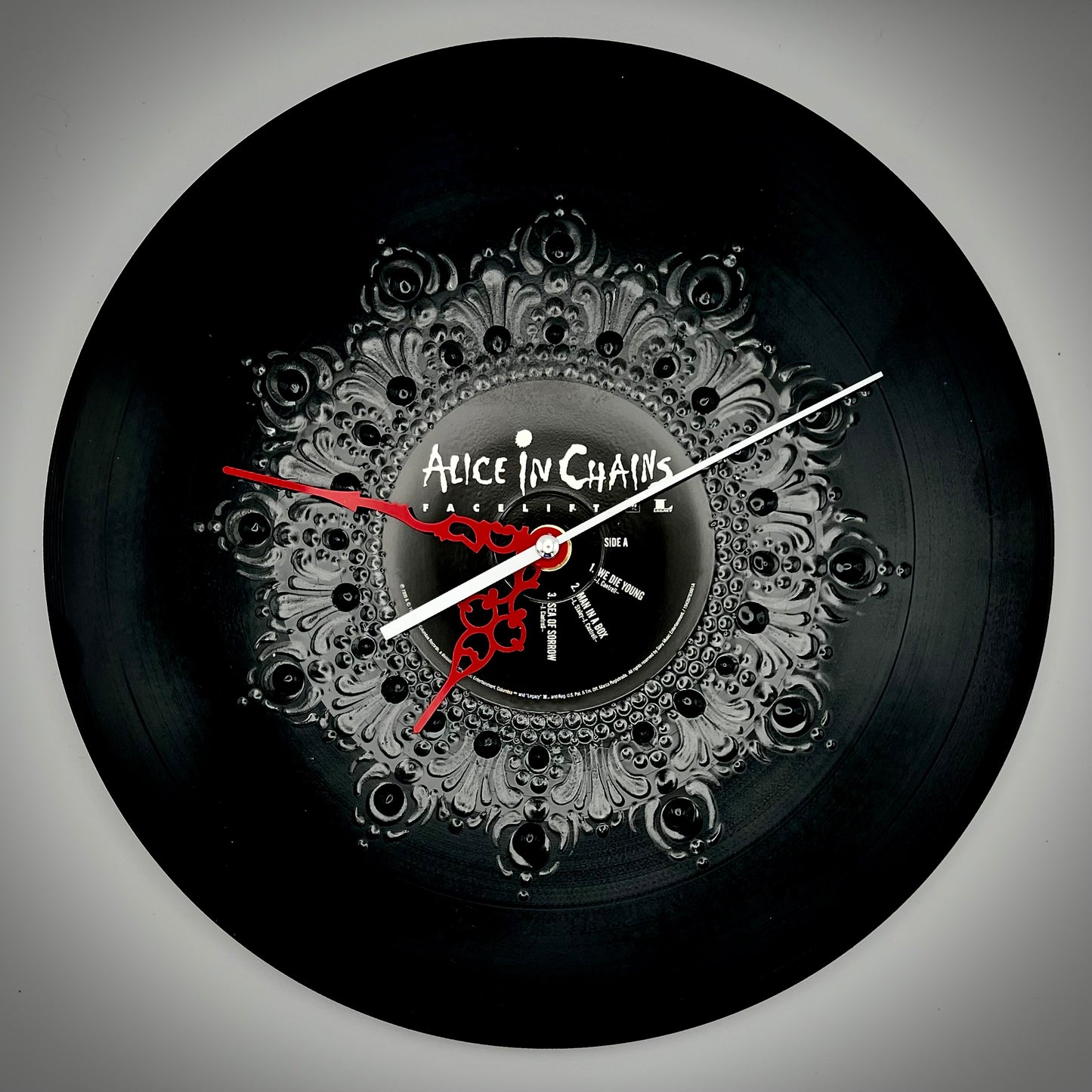 Alice in Chains "Facelift"; Black Manadala Wall Clock; 30th Anniversary Ed. Pressing