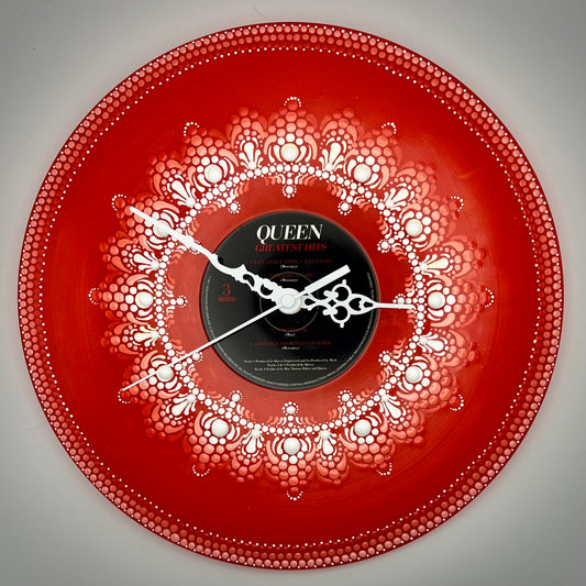 Queen, "Greatest Hits" Vintage Vinyl Record Clock: Orange Pressing