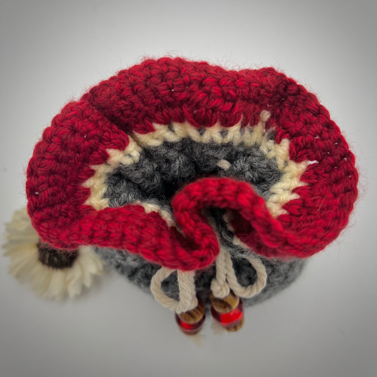 Red & Gray Boho Small Crocheted Hand Satchel