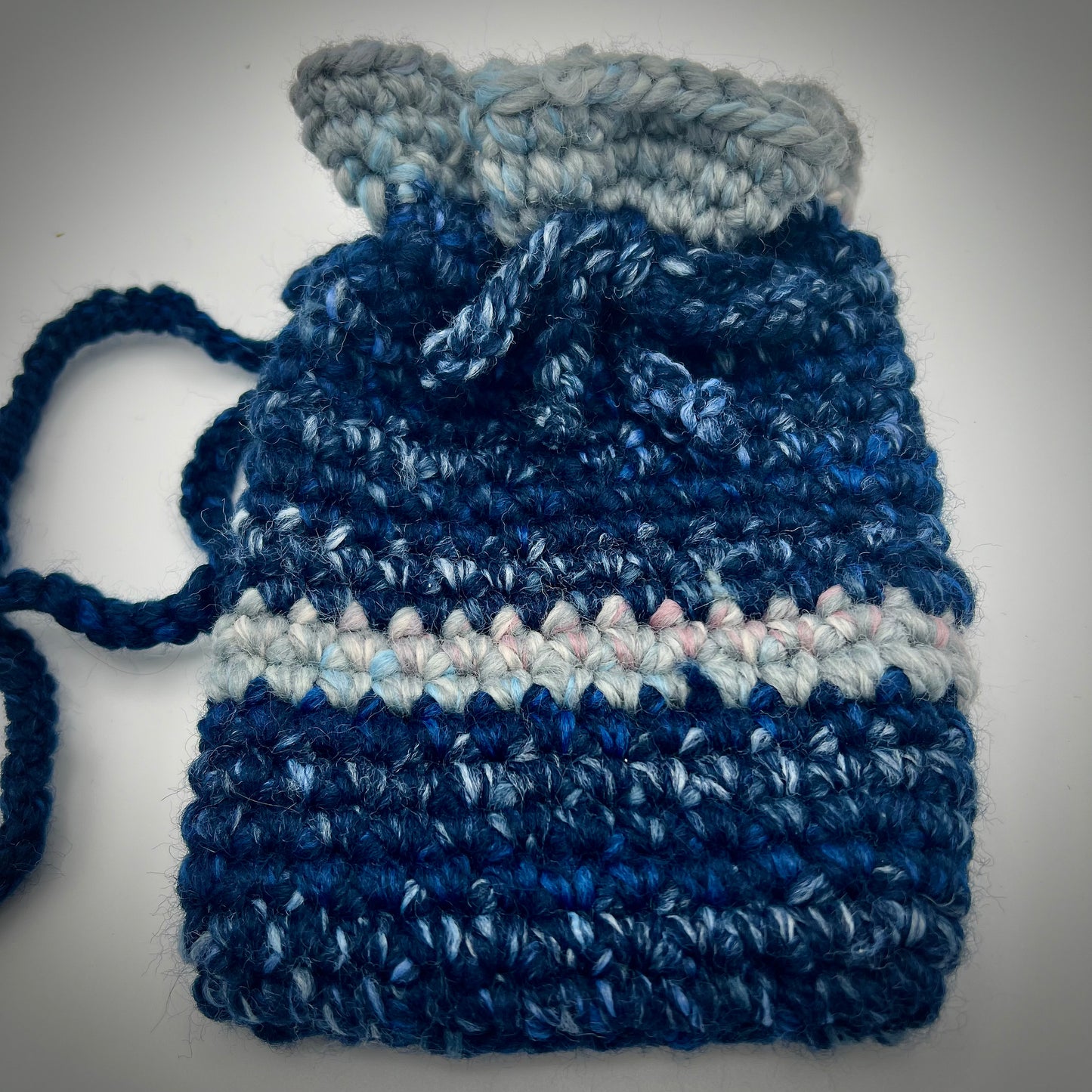 Multicolored Blue Tie Boho Crocheted Hand Purse