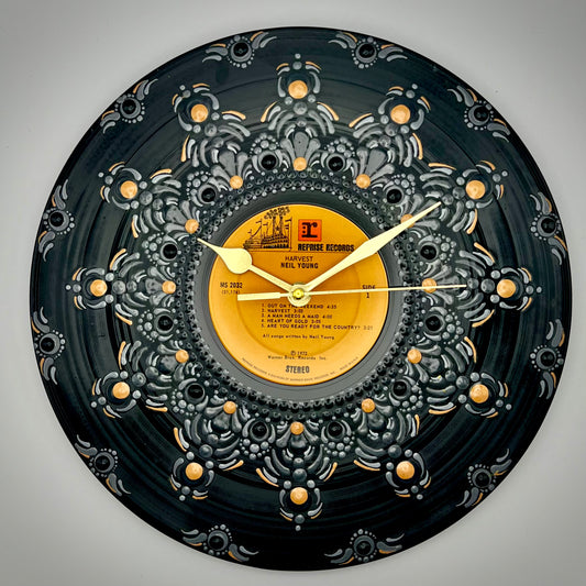 Neil Young "Harvest" Vintage Vinyl Record Clock: Original 1972 First Pressing