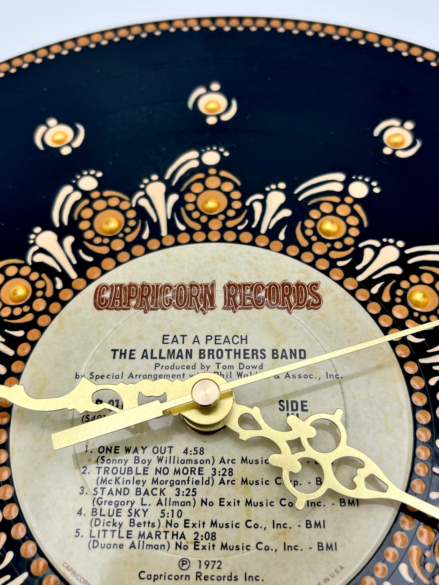 Allman Brothers, "Eat a Peach" Vintage Vinyl Record Clock: Side 3, Original 1972 First Pressing