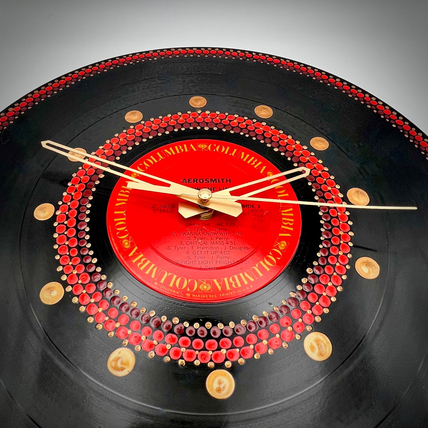 Aerosmith "Draw the Line" Vintage Vinyl Record Clock: 1977 First Pressing