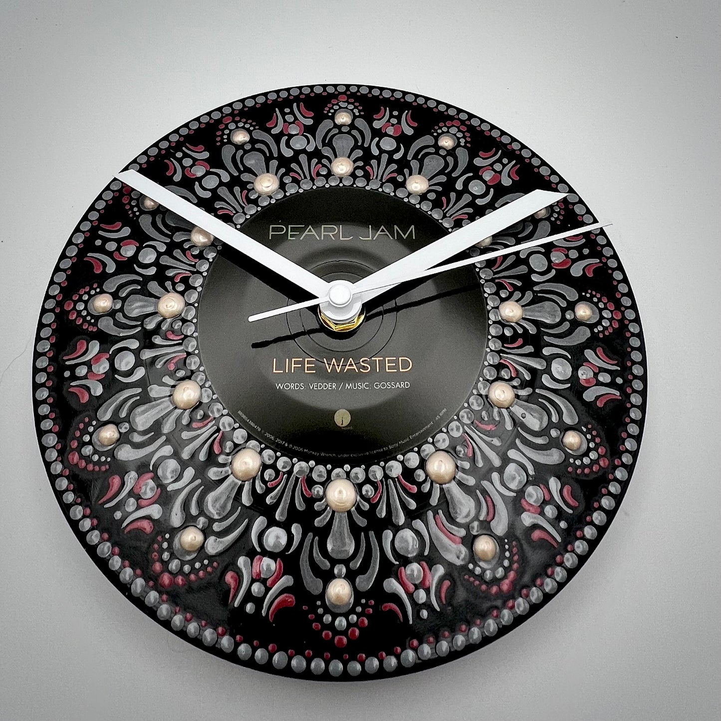 Pearl Jam "Life Wasted" Vintage 45 Record Clock, Darker Version