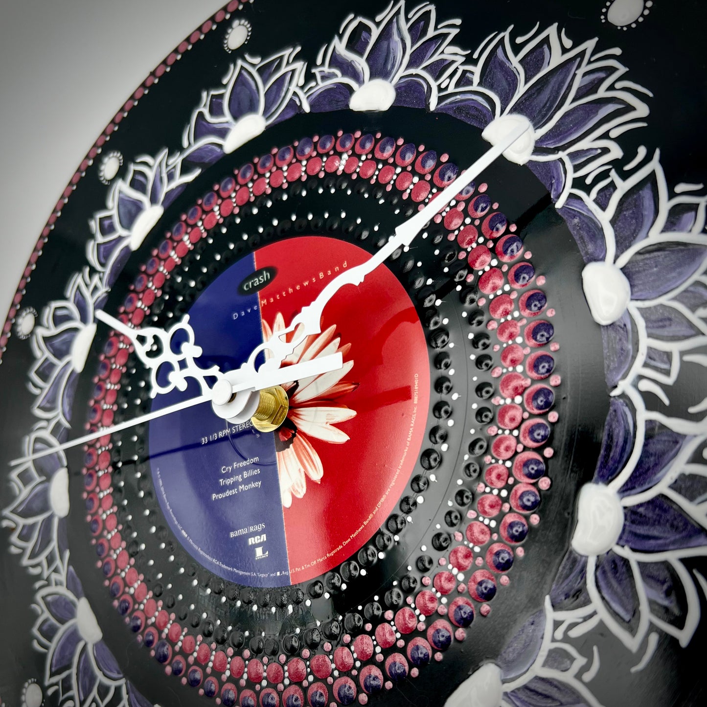 Dave Matthews Band "Crash" 20th Anniversary Ed., 12 inch Flower Vinyl Mandala Clock