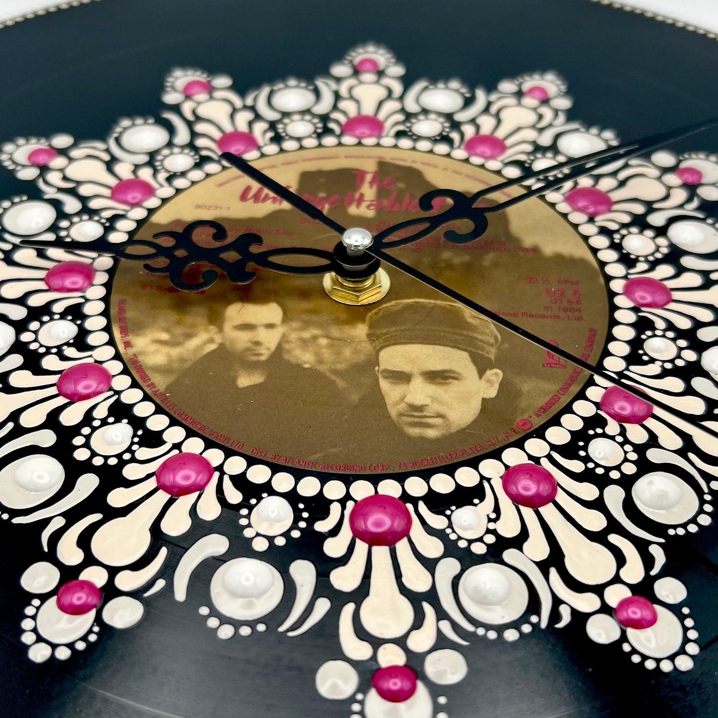 U2 "The Unforgettable Fire" Vintage Vinyl Record Clock; Original 1984 Pressing