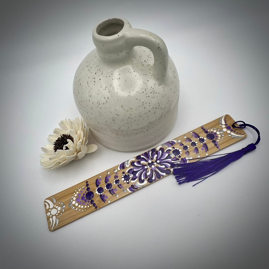 Plum Purple Mandala Bamboo Bookmark #5