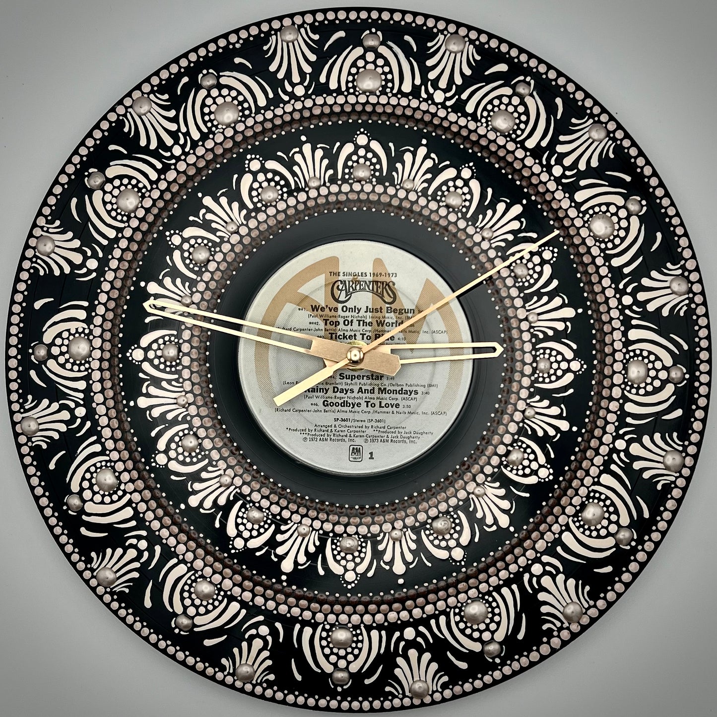 Carpenters "The Singles, 1969 to 1973", Vintage Vinyl Record Clock