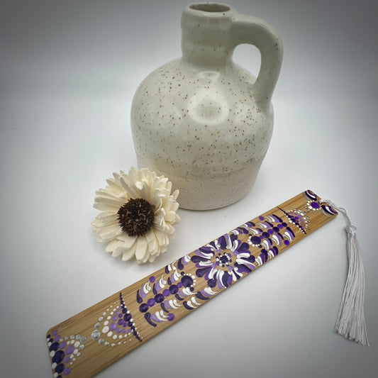 Plum Purple Mandala Bamboo Bookmark #6