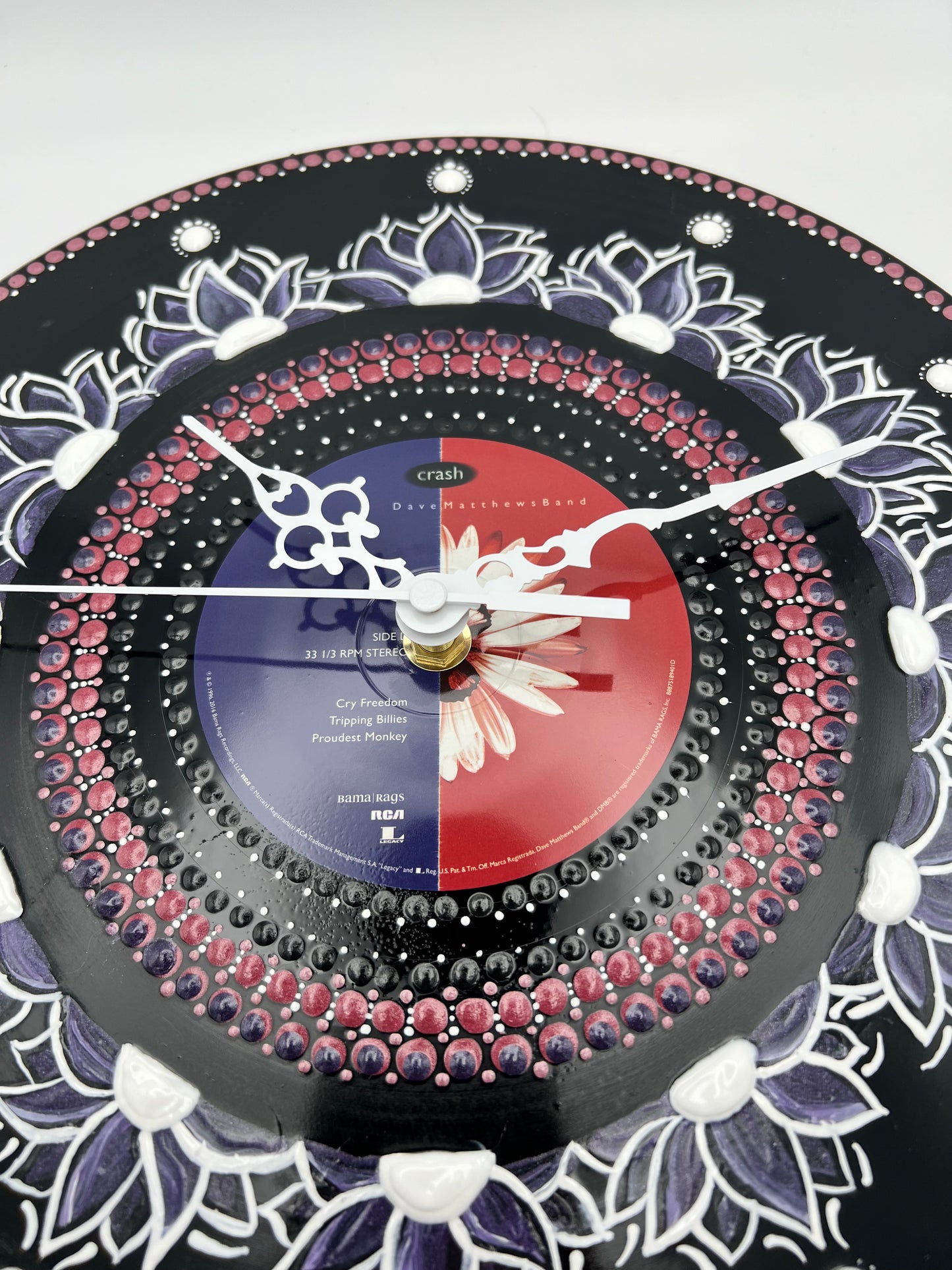 Dave Matthews Band "Crash" 20th Anniversary Ed., 12 inch Flower Vinyl Mandala Clock