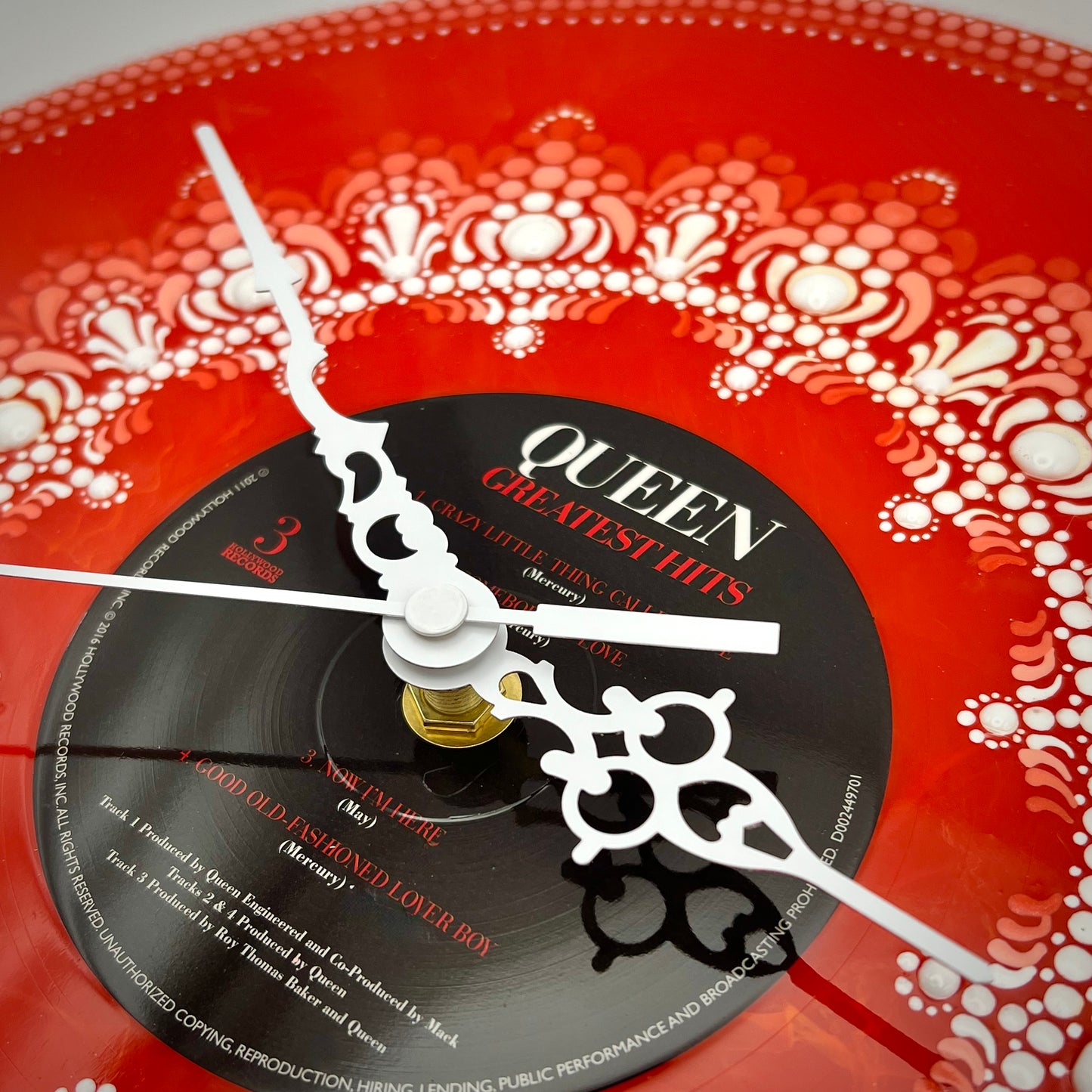 Queen, "Greatest Hits" Vintage Vinyl Record Clock: Orange Pressing