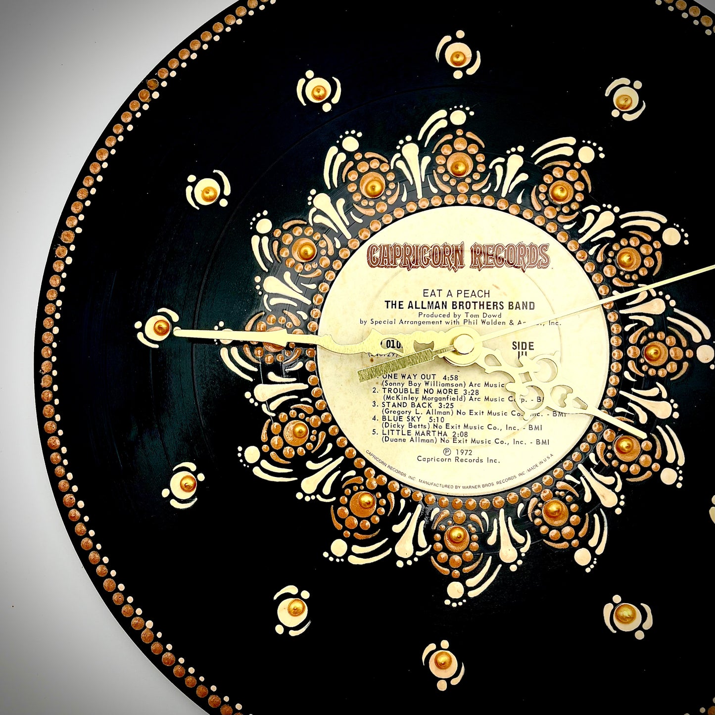 Allman Brothers, "Eat a Peach" Vintage Vinyl Record Clock: Side 3, Original 1972 First Pressing