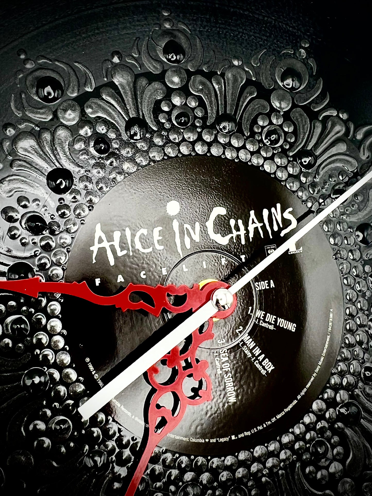 Alice in Chains "Facelift"; Black Manadala Wall Clock; 30th Anniversary Ed. Pressing