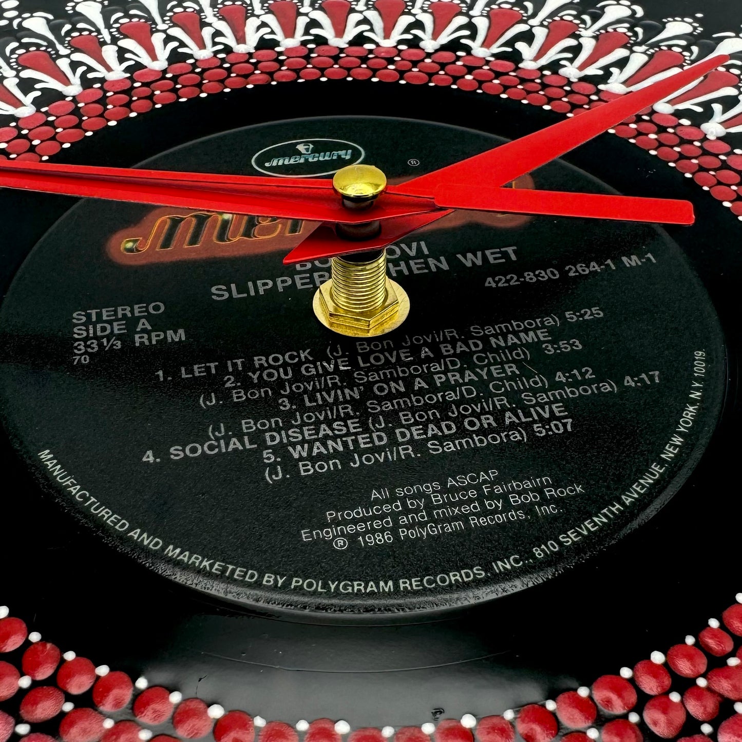 Bon Jovi's "Slippery When Wet" Vinyl Record Clock: Original 1986 First Pressing