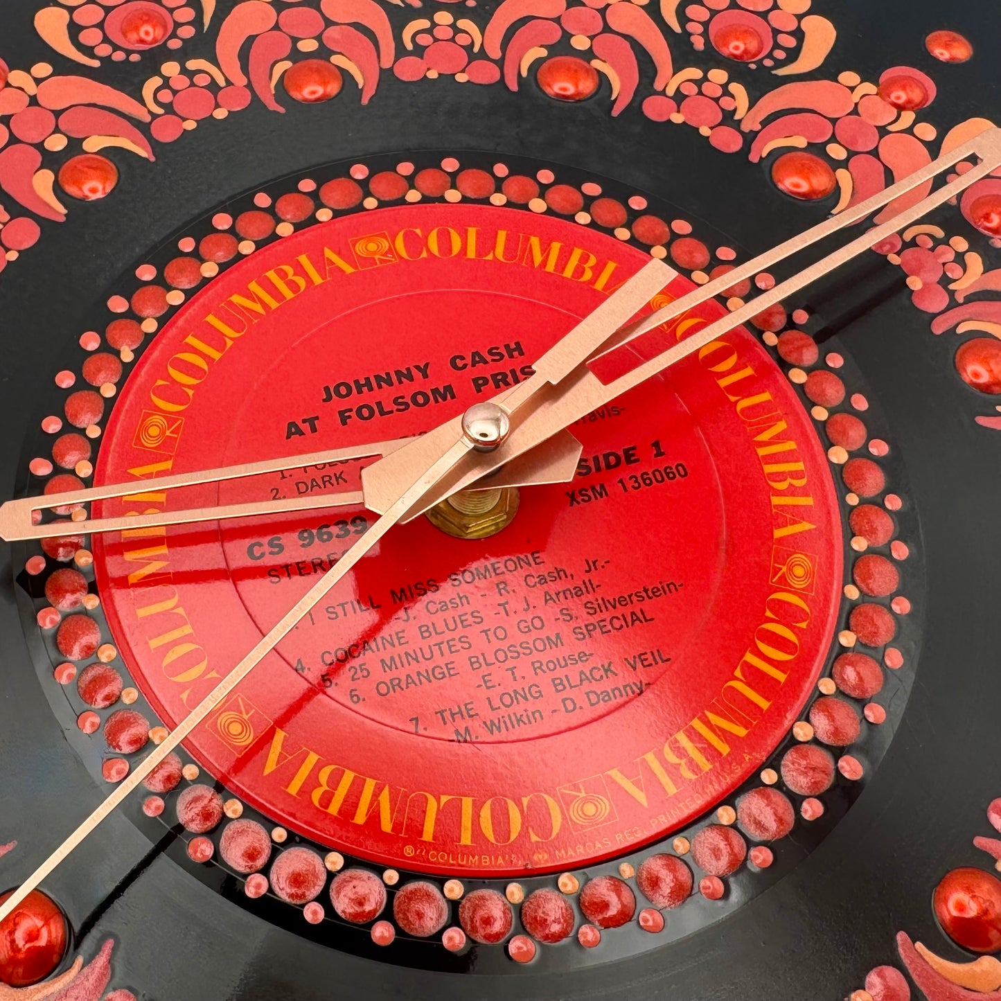 Johnny Cash's "At the Folsom Prison" Vintage Vinyl Record Clock: Original 1968 Pressing