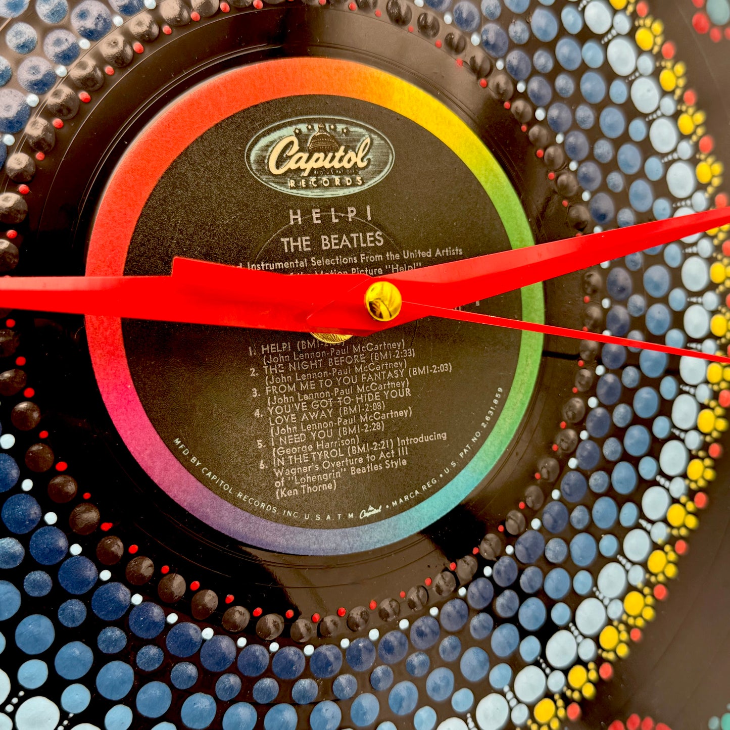 Beatles "Help" Vinyl Record Clock: 1965 First Pressing