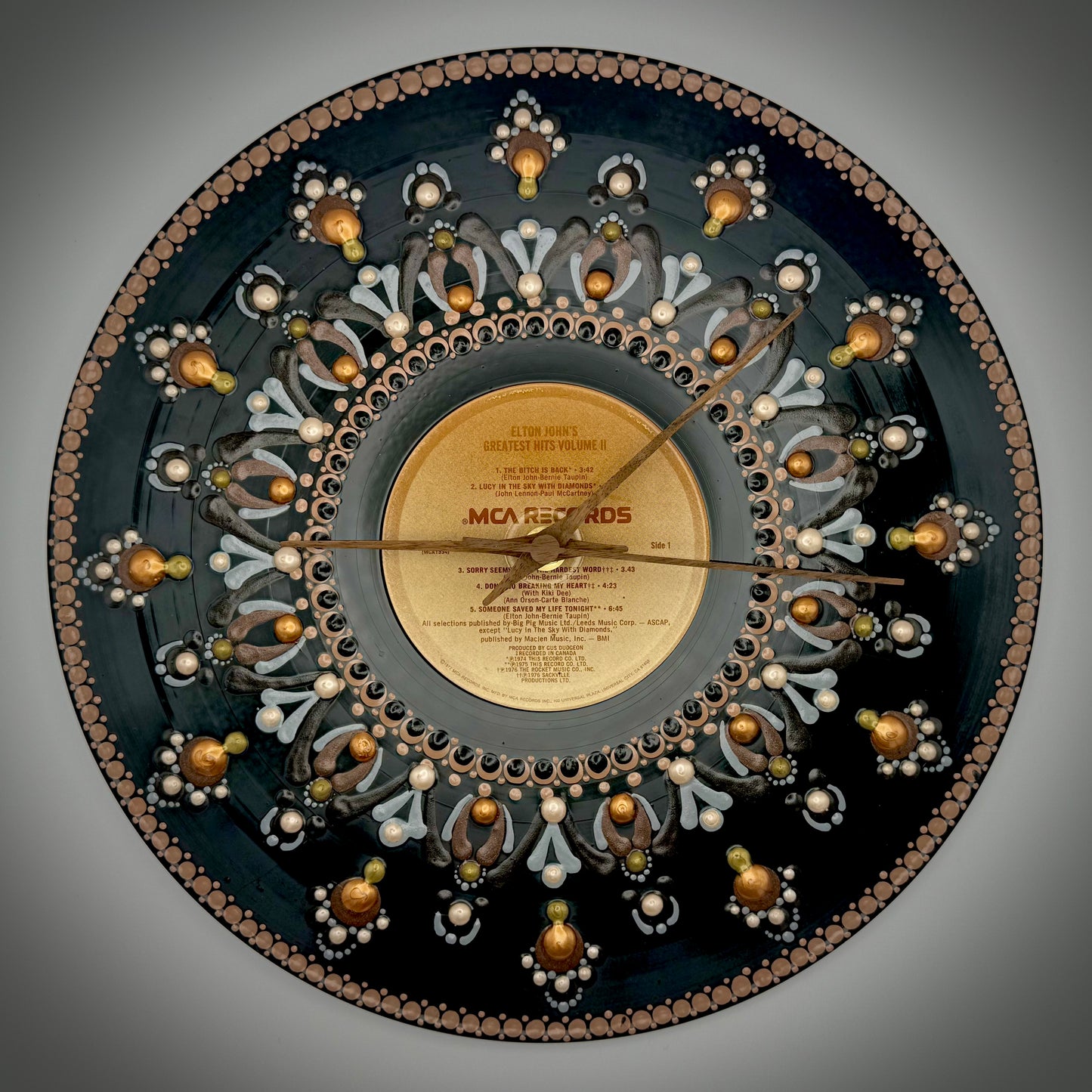 Elton John's "Greatest Hits Vol. 2." Vintage Vinyl Record Clock: Original 1977 First Pressing