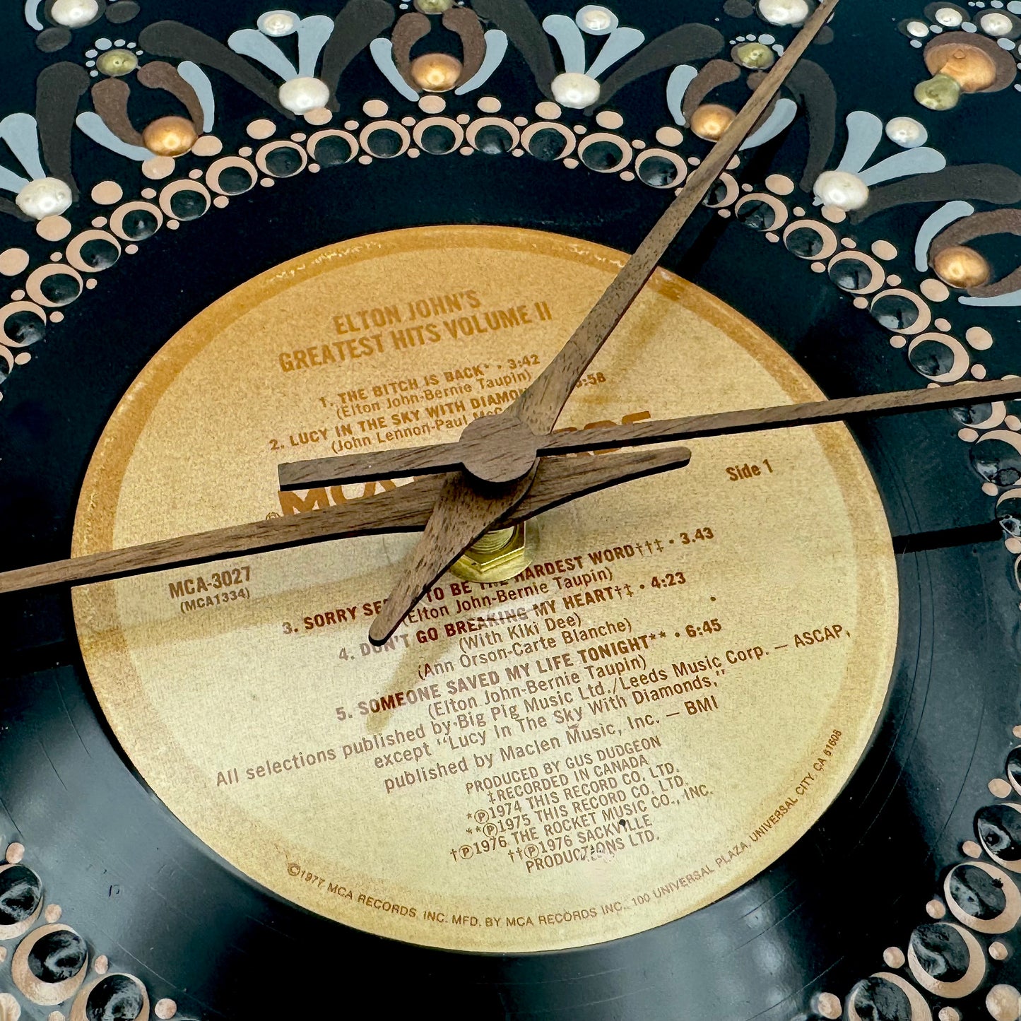 Elton John's "Greatest Hits Vol. 2." Vintage Vinyl Record Clock: Original 1977 First Pressing