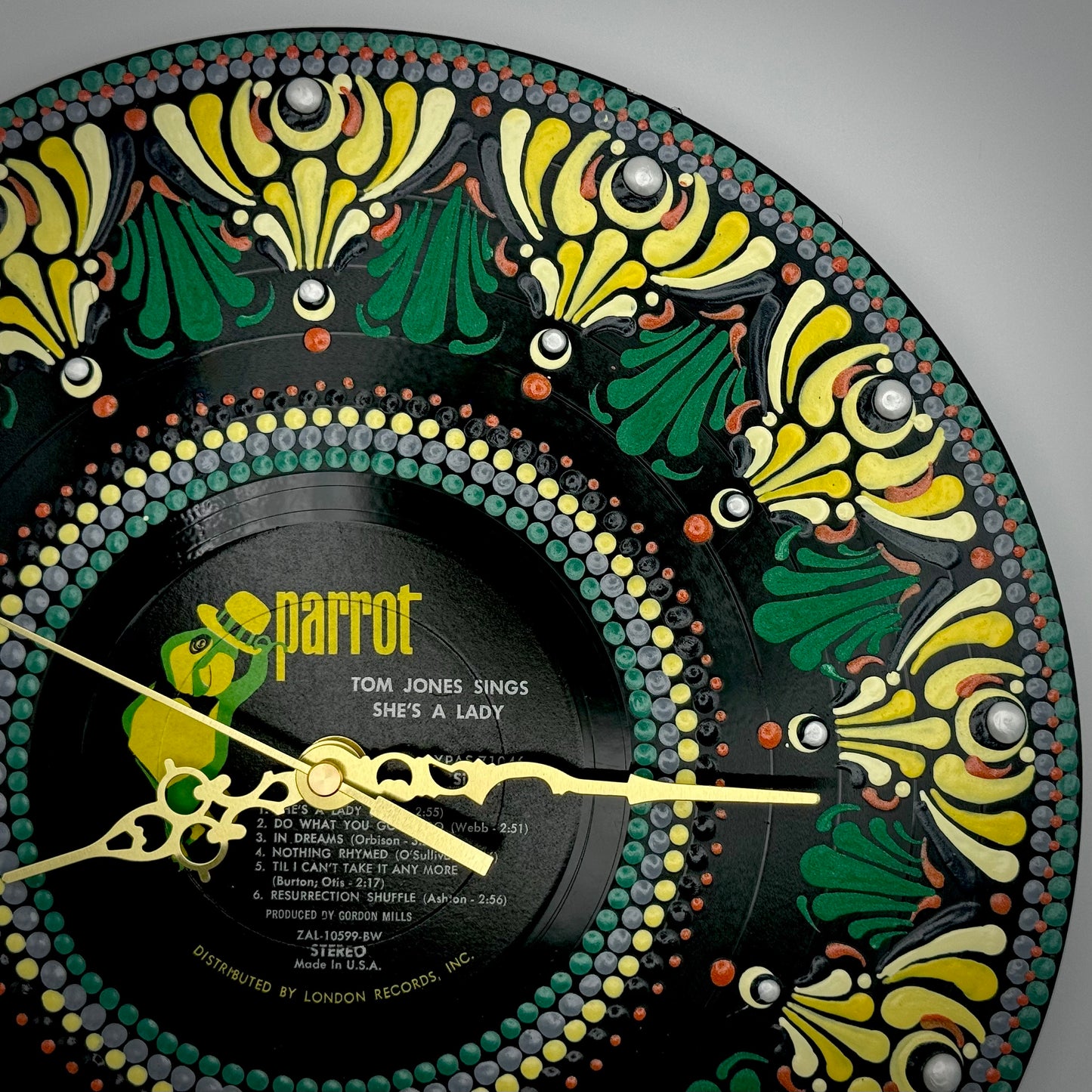 Tom Jones "She's a Lady" Vintage Vinyl Record Clock