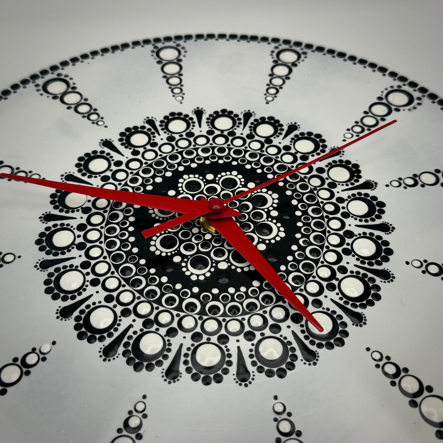 Album Record Vinyl Clocks; Black and White Monochrome Mandala