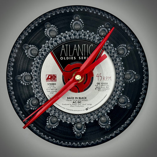 AC/DC "Back in Black" Vintage 45 Record Clock