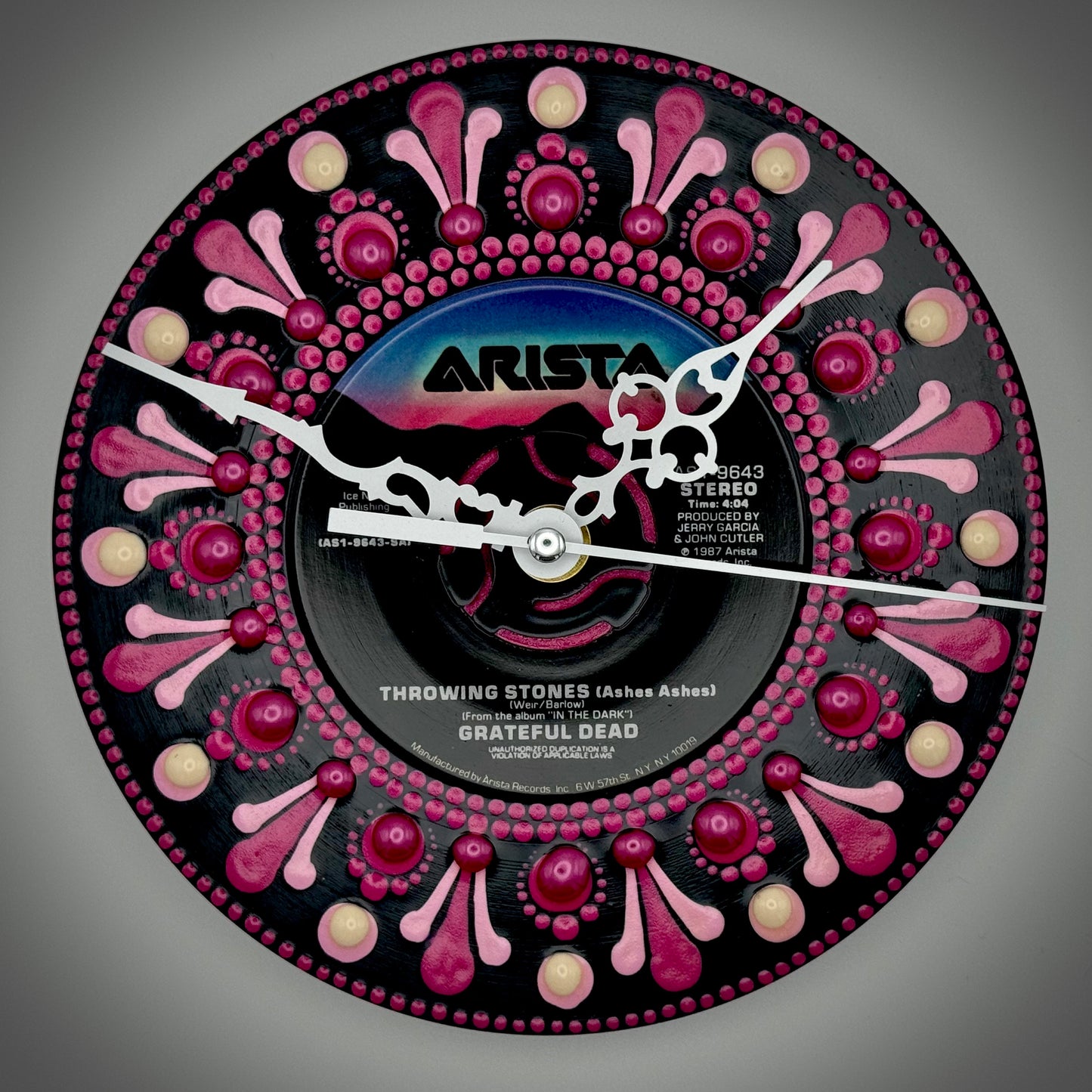 Grateful Dead's "Throwing Stones" Vintage 45 Record Clock: 1987