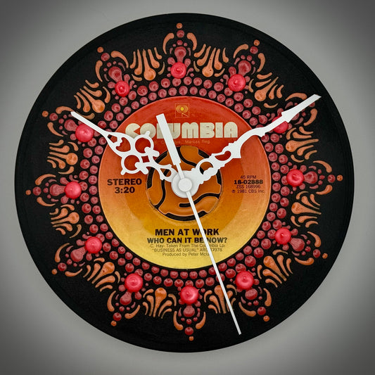 Men at Work "Who Can It Be Now" Vintage 45 Record Clock