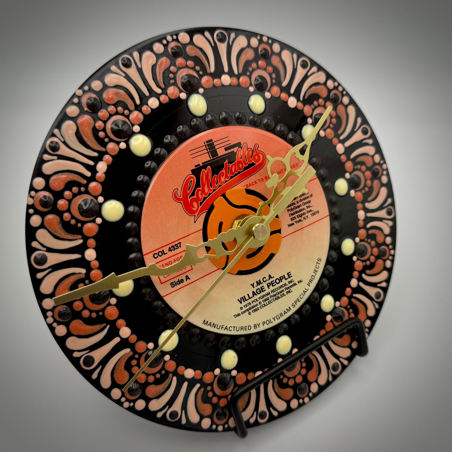 The Village People "YMCA" Vintage 45 Record Clock