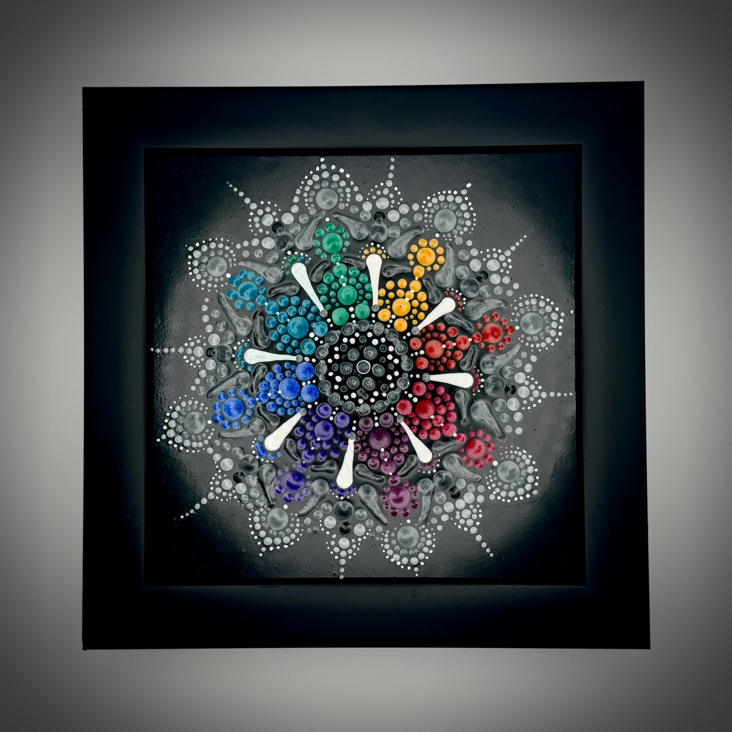 Rainbow Framed Mandala Dot Painting