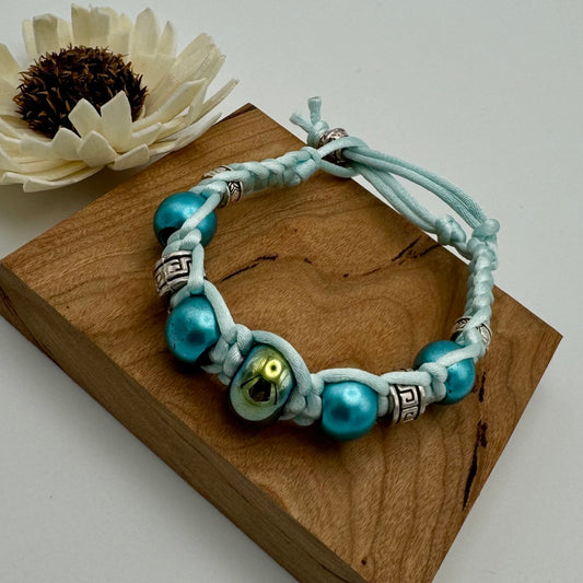 Teal and Turquoise Silk Macrame Bracelet