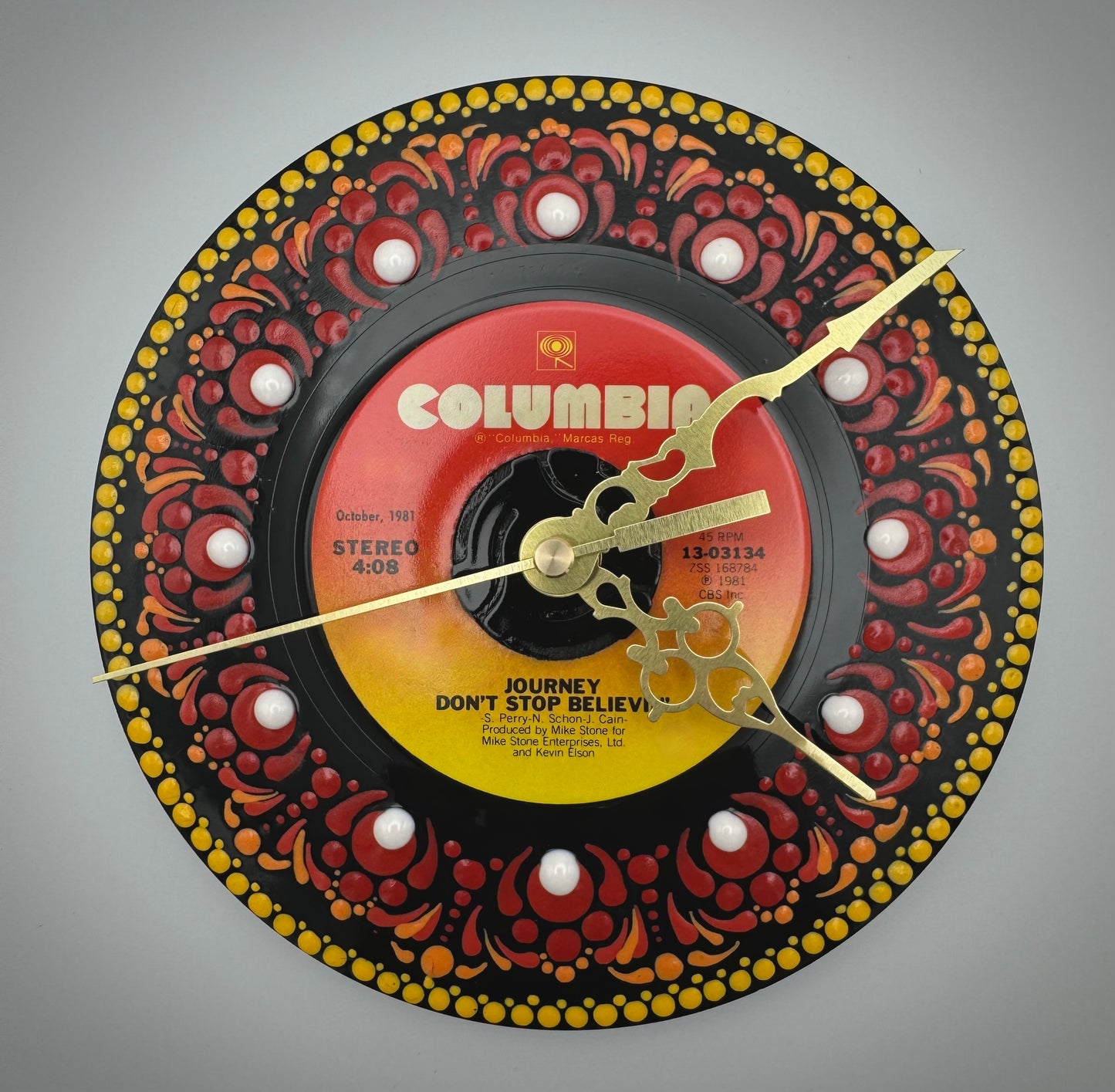 Journey "Don't Stop Believing" 45 Record Clock
