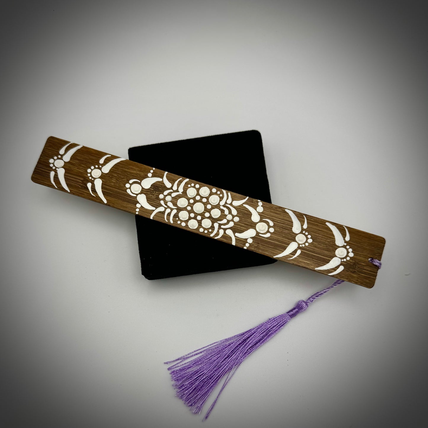 Intricate White Detail Mandala Bamboo Bookmark