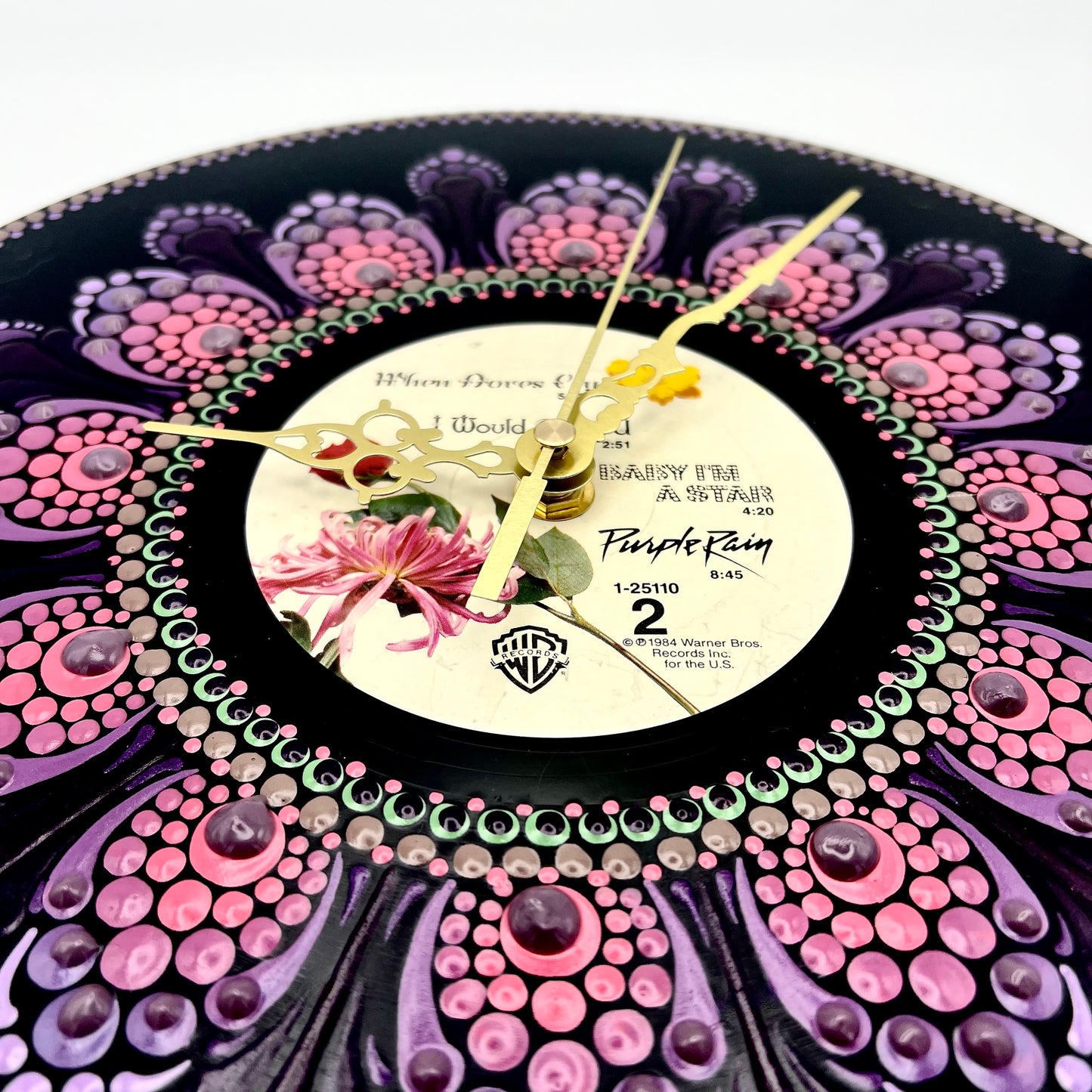 Prince "Purple Rain" Vintage Vinyl Record Clock: Original 1984 Pressing