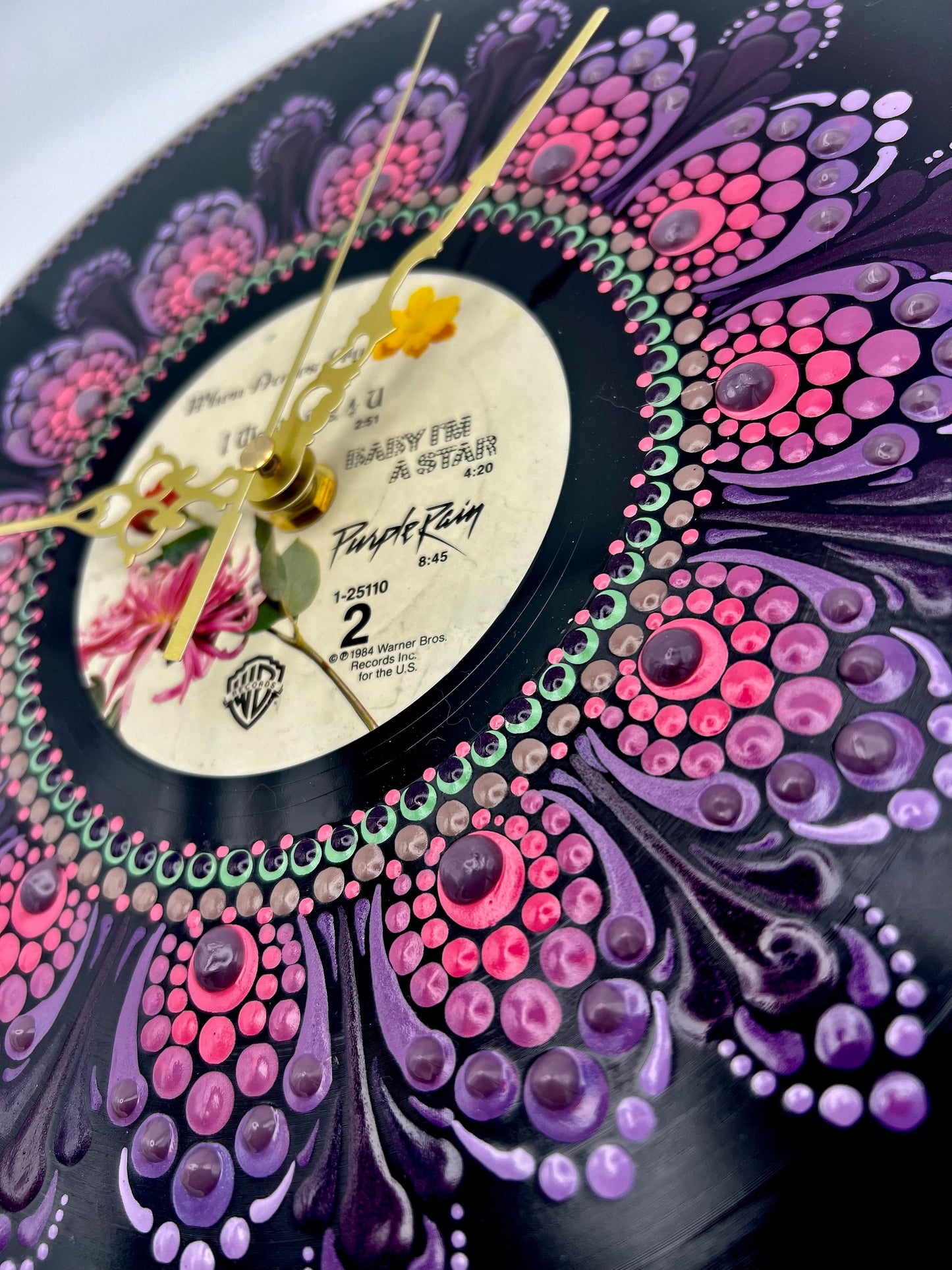 Prince "Purple Rain" Vintage Vinyl Record Clock: Original 1984 Pressing