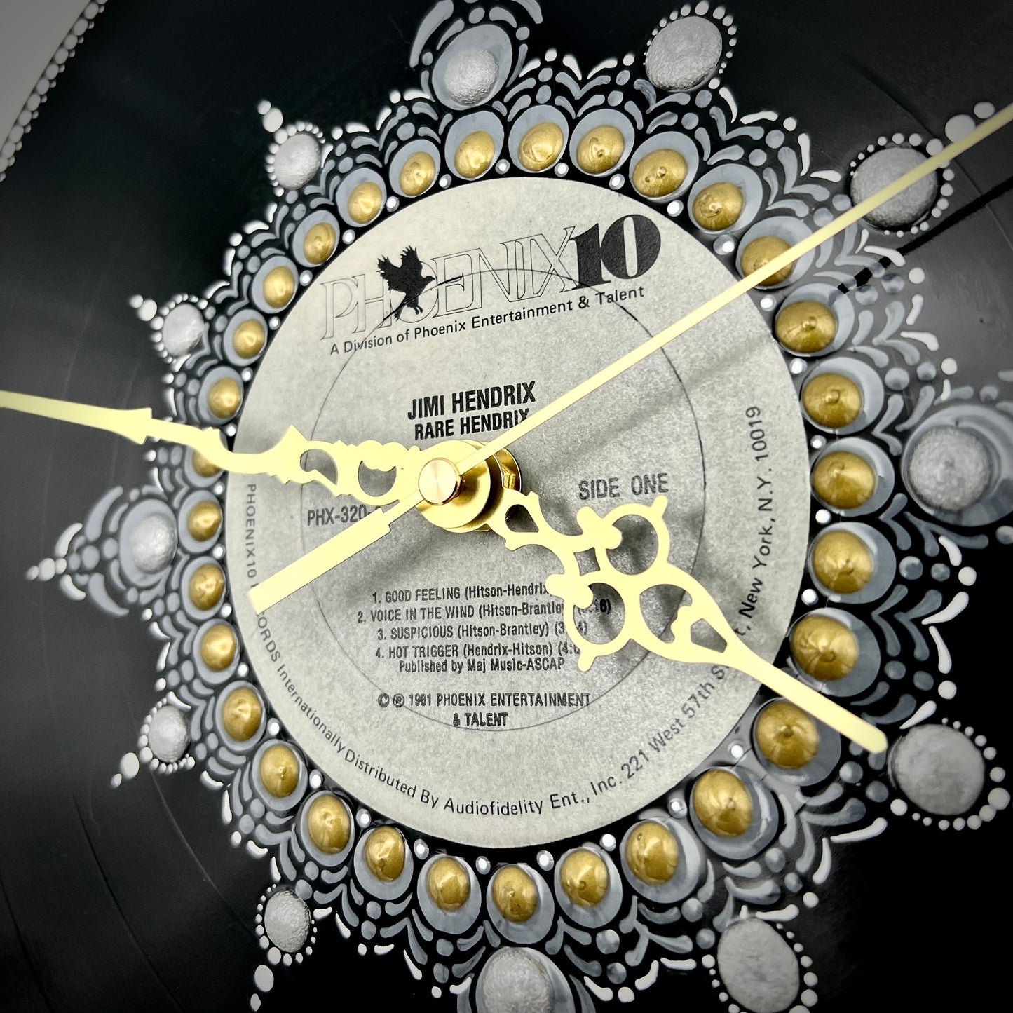 Jimi Hendrix "Rare Hendrix" Vintage Vinyl Record Clock: 1971 Pressing