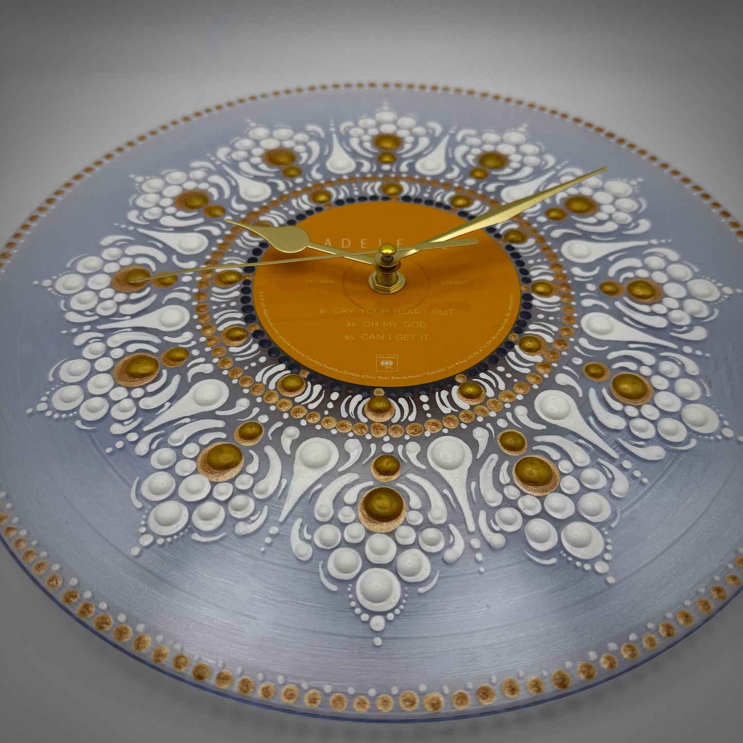Adele 30, Clear Vinyl Record Upcycled Clock