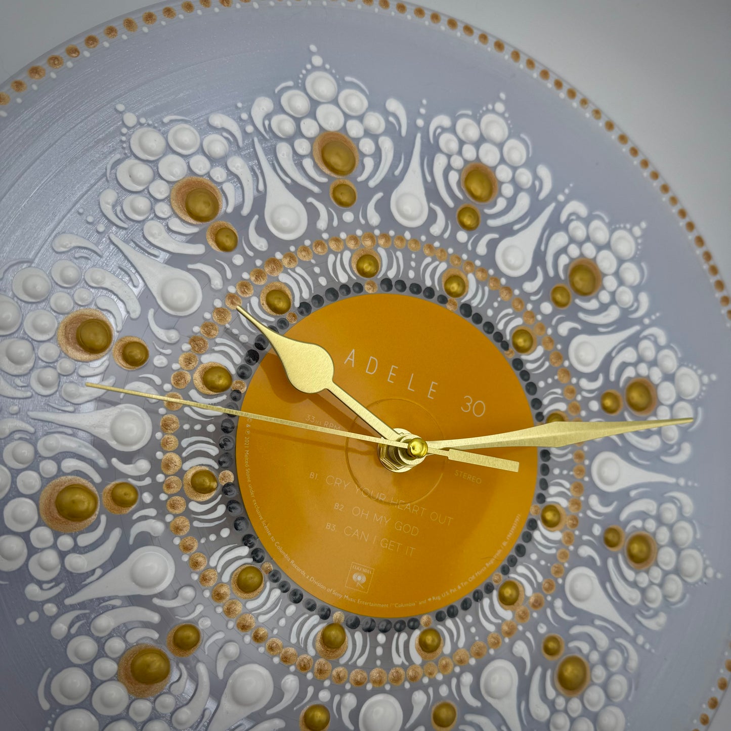 Adele 30, Clear Vinyl Record Upcycled Clock