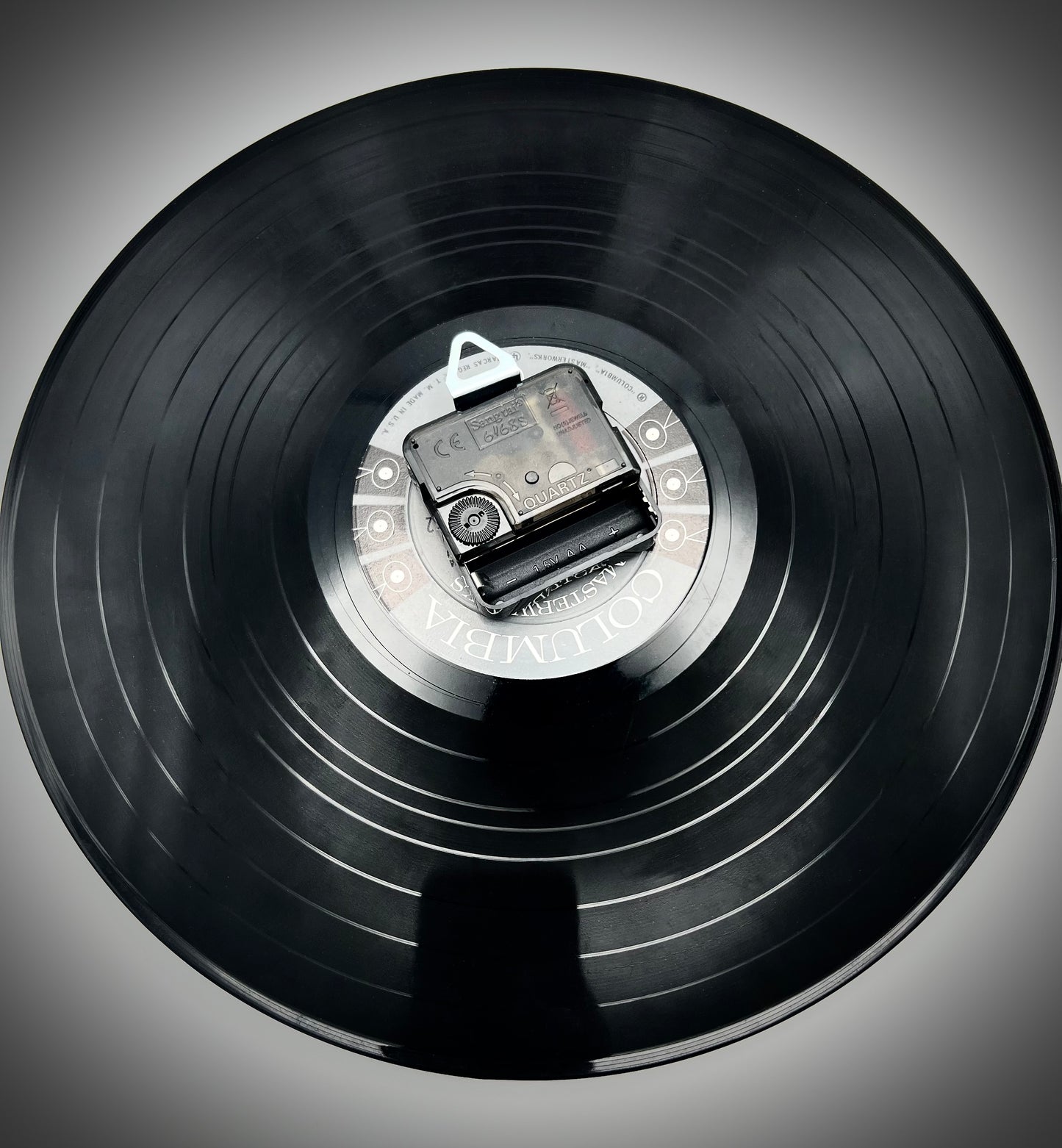 Album Record Vinyl Clocks; Magic Mushroom Red and White Dotted with Wood Inlay