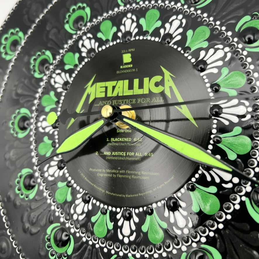 Metallica "And Justice for All" Clock, RE, Upcycled Vinyl Clock, Glow in the Dark Hands