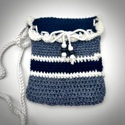 Navy and Marine Boho Crocheted Crossbody Purse